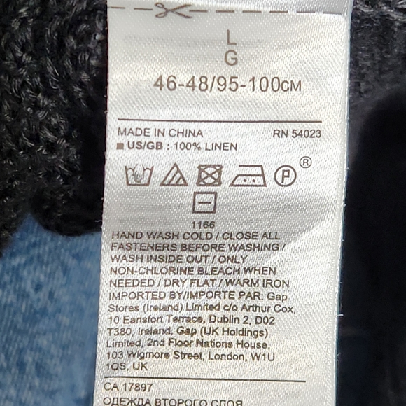 Banana Republic Black 100% Linen Open Knit V Neck Button Cardigan Size L - Picture 8 of 10